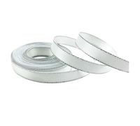 Satin Ribbon 10mm Silver Metallic Edge Satin Ribbon Polyester for Flower Packing Wedding Decoration DIY,5 Yds(White)