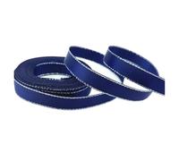Satin Ribbon 10mm Silver Metallic Edge Satin Ribbon Polyester for Flower Packing Wedding Decoration DIY,5 Yds(Blue)