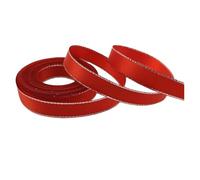 Satin Ribbon 10mm Silver Metallic Edge Satin Ribbon Polyester for Flower Packing Wedding Decoration DIY,5 Yds(Red)