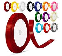 Satin Ribbon 10mm Solid Colors Fabric Ribbon for Crafting, Gift Wrapping, Balloons, DIY Sewing Project, Hair Bows and Cake Decoration (10mm Maroon)