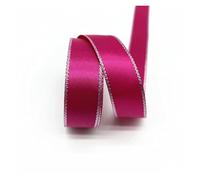 Satin Ribbon 16mm Silver Metallic Edge Satin Ribbon Polyester for Flower Packing Wedding Decoration DIY,5 Yards(Rose)