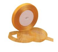 Satin Ribbon 1pc 45meters/roll 12mm Satin Ribbons DIY Wedding Christmas Handmade Bowknot Decoration Webbing Crafts(Dark Yellow,25mm Organza)