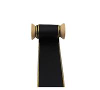 Satin Ribbon 5 Meter Black Color Gold Edge Grosgrain Ribbon Satin Ribbon DIY Packing Crafts Accessories 6mm 9mm 16mm 22mm 25mm 38mm(38mm Grosgrain Gold)