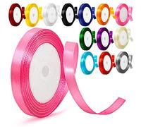 Satin Ribbon 6mm Solid Colors Fabric Ribbon for Crafting, Gift Wrapping, Balloons, DIY Sewing Project, Hair Bows and Cake Decoration (6mm Pink)