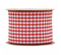Satin Ribbon Black White Gingham Ribbon 100% Polyester Woven Edge 5m Plaid Ribbon(15mm)