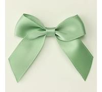 Satin Ribbon Bows, 10 Pieces Self Adhesive Pre Tied Bows for DIY Craft, Gift Wrapping, Sewing, Wedding Baby Shower Decoration, Card Making Embellishments, 5cm Wide, Double Sided Satin (Sage Green)