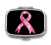 Satin Ribbon Breast Cancer Pill Box 2 Compartment Pill Case Decorative Organizer Storage Boxes Holder Cute