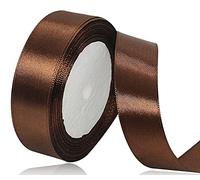 Satin Ribbon Brown 25 mm 22 Metres Decoration Gift Ribbon Wide Ribbon Fabric Ribbon for Wedding, Christening and Birthday Gifts