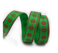 Satin Ribbon, Christmas Ribbons Printed Grosgrain Ribbon Polyester 0.6" Xmas Satin Organza(I,50yard)