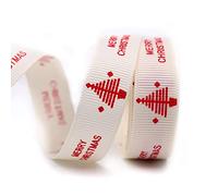 Satin Ribbon, Christmas Ribbons Printed Grosgrain Ribbon Polyester 0.6" Xmas Satin Organza(J,100yard)