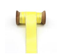 Satin Ribbon Gold Silver Edge Double Face Satin Ribbons Solid Color Fabric Wrapping for DIY Accessories Decorative Sewing Needleworks(Lemon S,6MM)