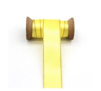 Satin Ribbon Gold Silver Edge Double Face Satin Ribbons Solid Color Fabric Wrapping for DIY Accessories Decorative Sewing Needleworks(Lemon G,16mm)