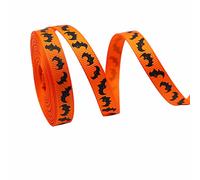 Satin Ribbon Halloween Theme Wrapping Ribbon 5/100 Yards 3/8Inch Wide Holiday DIY Craft(A,100yard)