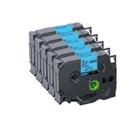 Satin Ribbon Label Tapes Compatible With Label Makers Works With RE34 RN34 RW34 R234 R231 RE31 12mm 5 Pieces(Black on Blue)