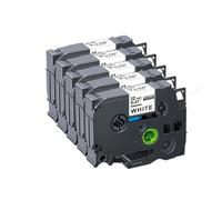 Satin Ribbon Label Tapes Compatible With Label Makers Works With RE34 RN34 RW34 R234 R231 RE31 12mm 5 Pieces(Black on White)