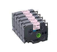 Satin Ribbon Label Tapes Compatible With Label Makers Works With RE34 RN34 RW34 R234 R231 RE31 12mm 5 Pieces(Black on Pink)