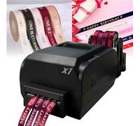 Satin Ribbon Printing Machine, 1/2/4 Row Digital Ribbon Printer, Label Printer Foil Stamping Printing Machine for Gift Wrapping, Speed 150mm/s, Supports 50+ Languages for Birthday Party,12-20mm