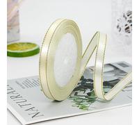 Satin Ribbon with Gold Edge,Double Side Satin 10mm x 100m, Ribbon Use for Card Making,Crafts, Gift Wrapping, Wedding Card Decoration (Beige)