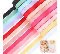 Satin Ribbons for Gift Wrapping, 3/8" X 66Yd Mixed Bright Color Set Fabric Thin Ribbon String Double-Sided Polyester Hair Ribbon for DIY Art Bouquet Christmas Thanksgiving Wedding Easter Decoration
