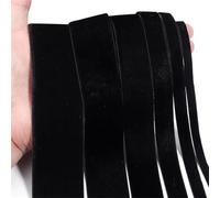 Satin Ribbons, Nylon Velvet Ribbon Single Face Multicolor 6-38mm X 5-10 Yards Bowknot Party Decor(Black,38mm X 5Yards)