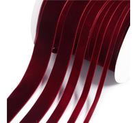 Satin Ribbons, Nylon Velvet Ribbon Single Face Multicolor 6-38mm X 5-10 Yards Bowknot Party Decor(Wine Red,38mm X 5Yards)