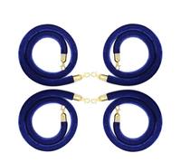 Satin Rope Barrier Set - 4 Velvet Stanchion Ropes in Black Red Pink Orange Green (2-10ft) with Gold Hooks for Event Crowd Control and Queue Management