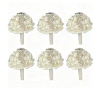 Satin Rose Bridal Bouquet,Silver Rhinestone Floral Brooch Decor,Floral Lace Wrapped Handle,Round Lightweight Artificial Wedding Posy For Church Ceremony, Wedding Photoshoot, Formal Banq(Color:E-6 PCS)