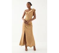Satin Ruched Drape Bridesmaid Dress MissPap Bronze 16
