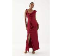 Satin Ruched Drape Bridesmaid Dress MissPap Red 8