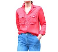 Satin Safari Shirt- female- Mason's- Shirts- Orange- L- Blouses & Shirts L