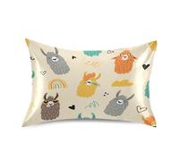 Satin Satin Pillowcases Funny Llamas Alpacas Rainbow Yellow Pillow Cases Envelope Closure Pillow Sham Pillowcases Standard Size 20 x 26 Inch