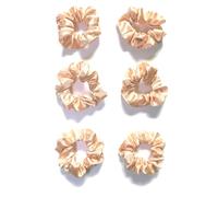 Satin Scrunchies 6 Pieces. Quality Crepe Back Satin. Small Sized, 8 cm Across. Hair Scrunchie. Suit Child/Thin Hair Or If You Like A Lass Bulky Scrunchie. Peach.