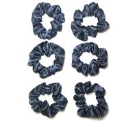 Satin Scrunchies 6 Pieces. Quality Crepe Back Satin. Small Sized, 8 cm Across. Hair Scrunchie. Suit Child/Thin Hair Or If You Like A Lass Bulky Scrunchie. Navy Blue.