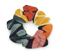 Satin Scrunchies, Colorful Tropical Leaves And Lemons Print Ponytail Scrunchies Durable Hair Bands Elastic Hair Bands with Fashionable Hair Ties for Women