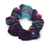 Satin Scrunchies, Love Music Monster Print Ponytail Scrunchies Durable Hair Bands Elastic Hair Bands with Fashionable Hair Ties for Women