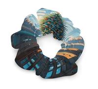 Satin Scrunchies, Winter Ruins Print Ponytail Scrunchies Durable Hair Bands Elastic Hair Bands with Fashionable Hair Ties for Women
