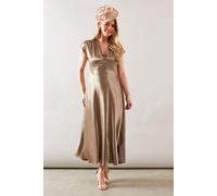 Satin Seam Detail Maxi Dress Wallis Mink 16