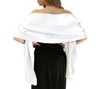 Satin Shawls and Wraps for Evening Dresses Bridal Party Special Occasion by Lansitina - White - Large