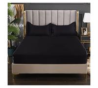 Satin Sheets Fitted Sheet Solid Color Rayon Mattress Cover Elastic Band Bed Sheet King 200x200 200x220 No Pillowcase Beddings(Hei se,160x200x25cm)