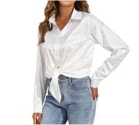 Satin Shirt for Women UK Elegant Jacquard Silk Long Sleeve Button-Down Shirts with Collar Stylish Business Casual Shirt Ladies Office Work Blouse Lightweight Collared Neck Tops