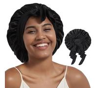 Satin Silk Bonnet Double Layer Reversible Sleep Cap With Tie Band for Curly Hair Women