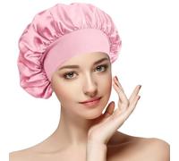 Satin Silk Bonnet for Sleeping, Sleep Cap for Men & Women, Soft Satin Lined Bonnet for Curly Hair Waterproof Plastic Cap - Shower Caps (Pink)