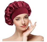 Satin Silk Bonnet for Sleeping, Sleep Cap for Men & Women, Soft Satin Lined Bonnet for Curly Hair Waterproof Plastic Cap - Shower Caps (Burgundy)