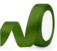 Satin Silk Cake Decoration Ribbons - Olive Green & Soft Green, Wide & Curling, 20mm x 22m Roll