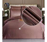 Satin Silk Duvet Cover Sets - 4 PCS - Quilt Cover Bedding Set With Fitted Sheet + 2 Pillow Cases, Blush Pink - Single
