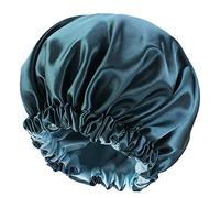 Satin Silk Hair Bonnet for Sleeping - Slouchy Beanie Hat - Satin Sleep Cap for Women's Natural & Curly Hair (Blue Zircon)