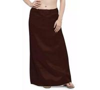 Satin Silk Saree Petticoat Solid Inskirt Underskirt Skirt Indian Sari Inner wear (UK, Alpha, One Size, Regular, Regular, Brown)