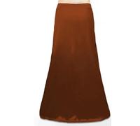 Satin Silk Saree Petticoat Solid Inskirt Underskirt Skirt Indian Sari Inner wear (UK, Alpha, One Size, Regular, Regular, Golden Brown)