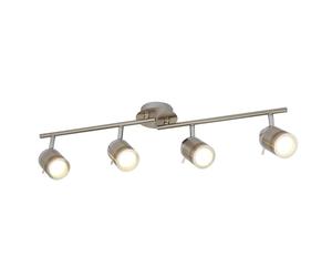 Satin Silver Bathroom Vintage 4 Lamp Split Bar Ceiling Spotlight IP44