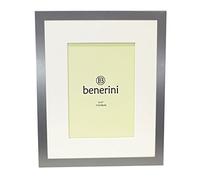 Satin Silver Colour Brushed Aluminium Landscape Or Portrait Photo Picture Frame With Mount - Takes A Photo Of 5 x 7 Inches (13 x 18 cm) - Or 10 x 8 Inches (25 x 20cm) With Mount Removed.